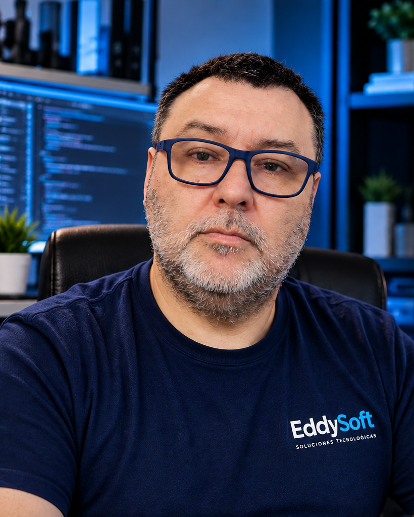 Edgardo Valverdi con remera de EddySoft